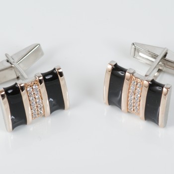 Sterling Silver/CZ Rose Gold Plated Cufflinks